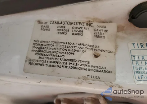 2003 Chevrolet Tracker Lt z USA, uszkodzony, nr VIN 2CNBE634736914670